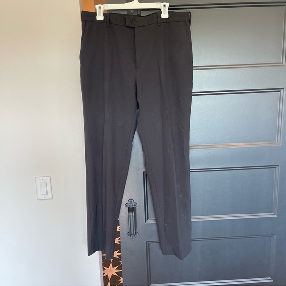 Van Hausen Men's Flex Dress Pants Size 36x32 Flat Front Stretch Black - Picture 3 of 5